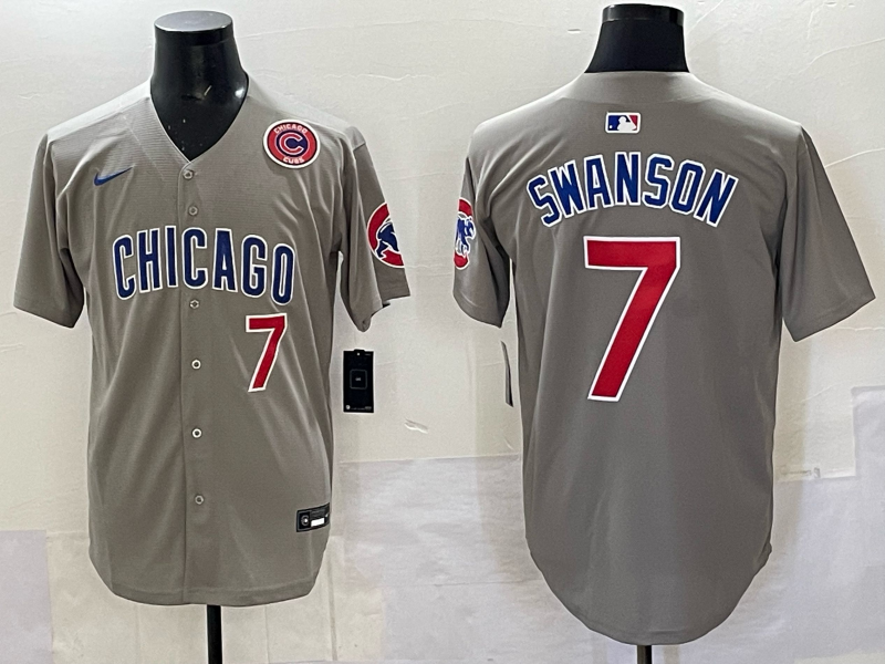 Men Chicago Cubs #7 Swanson grey Nike MLB 2025 jersey 004
